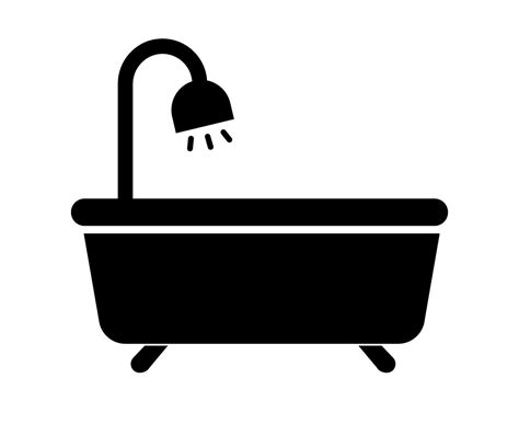 Bathtub With Shower Silhouette Icon Vector 27739142 Vector Art At