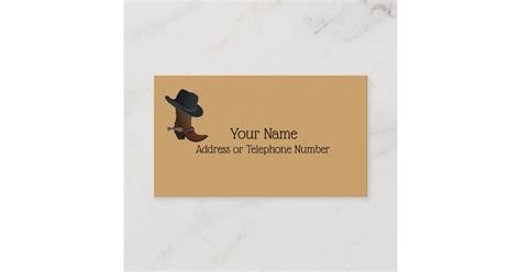 Western Motif Cowboy Hat And Boot Business Card Zazzle