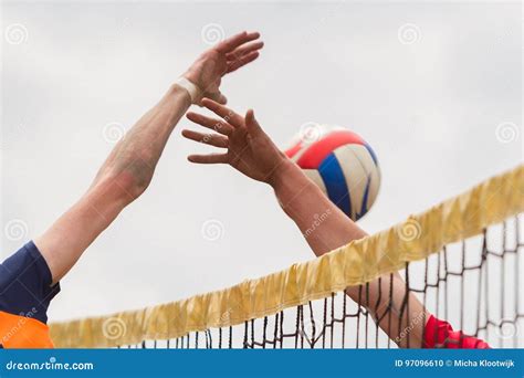 Yellow Volleyball Net Selective Focus Stock Photo Image Of Sand