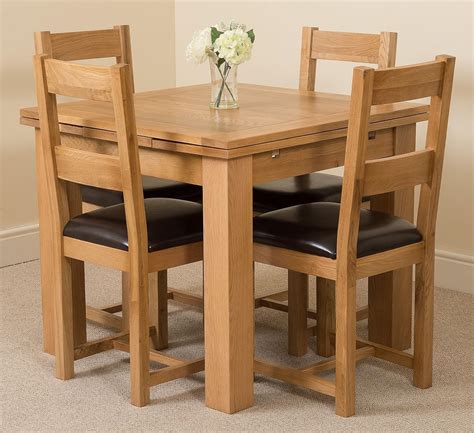 Richmond 90cm 150cm Square Oak Extending Dining Table And 4 Chairs