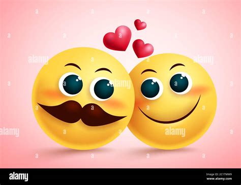 emoji emoticono pareja en el amor vector diseño amarillo lindo emojis personaje amantes con