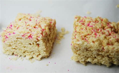 Cake Batter Rice Crispy Treats The Tiptoe Fairy Crispy Treats Rice