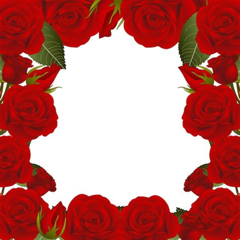 Premium Vector Red Rose Flower Frame Border