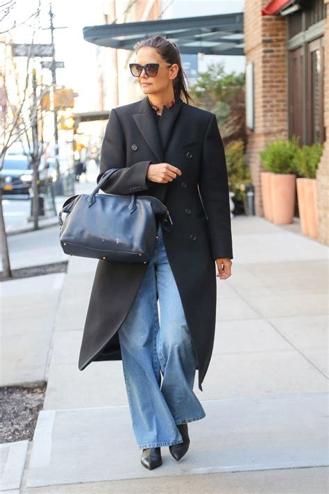 Katie Holmes Offsets Her Wide Leg Jeans With These Sleek Black Boots