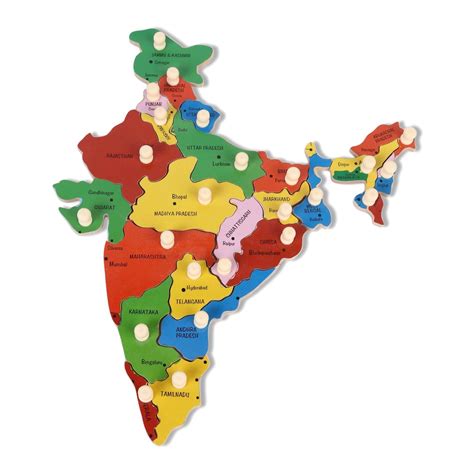 Kinder Creative Wooden India Map With Knobs Puzzle