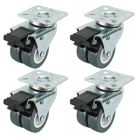 Dual Wheel Heavy Duty Swivel Plate Locking Casters 551 Lbs 4 Pack