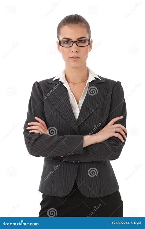 Strict Businesswoman With Arms Folded Stock Photo Image Of Brunette