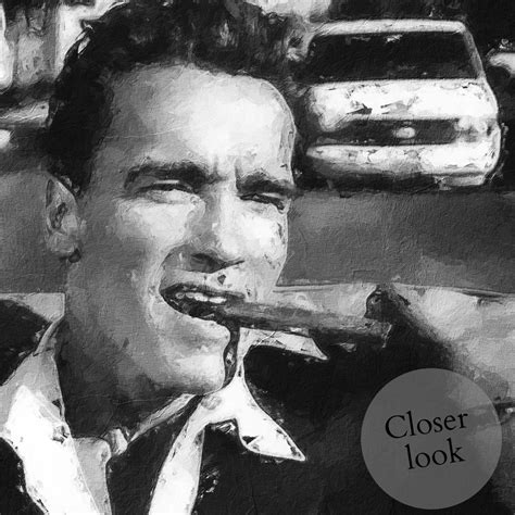 Arnold Schwarzenegger Smoking Cigar Canvas Painting Poster Etsy