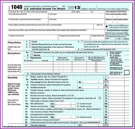 Printable Federal Income Tax Form 1040a Printable Forms Free Online