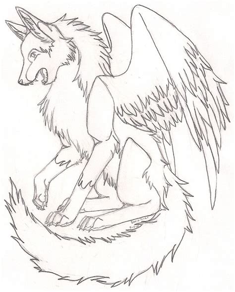 Winged Wolf Colouring Pages Clip Art Library