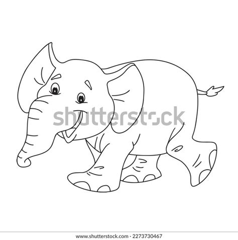 Cute Cartoon Baby Elephant Coloring Page Stock Vector Royalty Free
