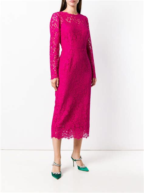 Dolce And Gabbana Long Sleeved Lace Dress Farfetch Long Sleeve Lace