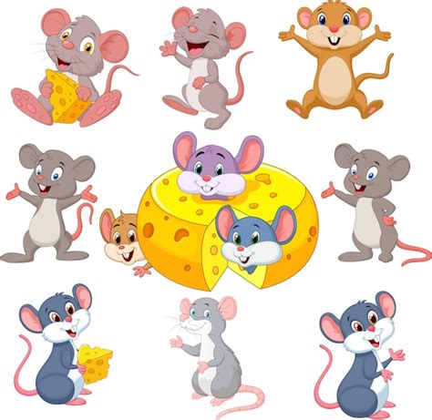 Cartoon Funny Mouse Collection Set Vector Premium Download
