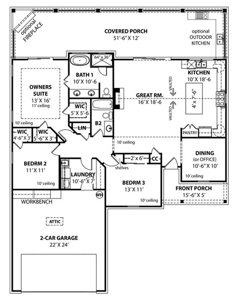 Farmhouse Style House Plan 3 Beds 2 Baths 1646 Sqft Plan 119 440