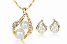 sets pearl jewelry imitation pendientes friendship bridal necklace crystal ring water wedding women