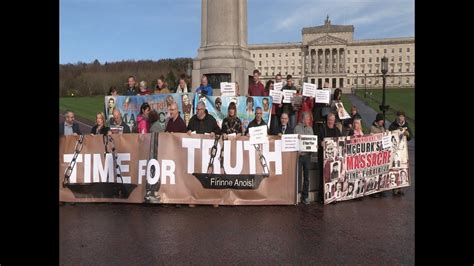 stormont protest by families demands legacy funding action youtube