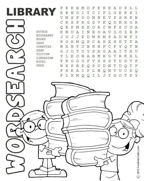Printable Library Word Search Library Lessons Elementary Elementary