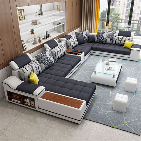 Luxury Dubai Home Living Room Furniture Pure Leather Slide Sofa China Sofa Furniture Set And