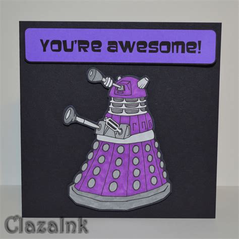 Purple Dalek Doctor Who Card Geek Nerd Fan Hand Drawn Not Etsy
