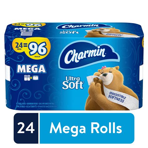 Charmin Ultra Soft Toilet Paper 24 Mega Rolls 6816 Sheets Walmart