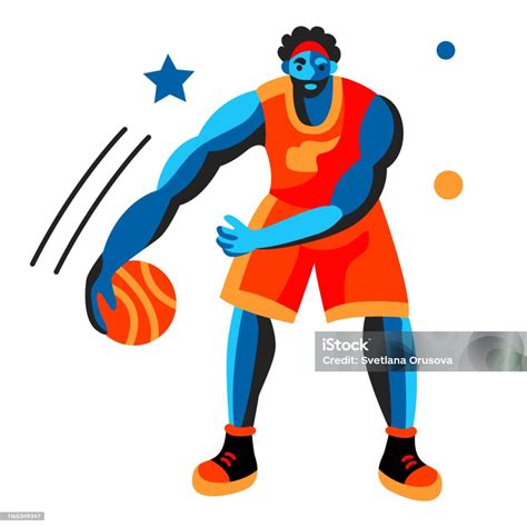 Illustration Simple De Joueur De Basketball Sur Le Fond Blanc Vecteurs