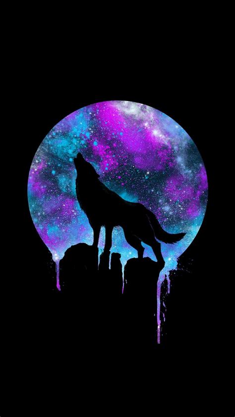 Two black and white wolves wallpaper, wolf, couple, animal, animal themes. Wolf Howling at the Moon Galaxy - Wallpapers For Tech