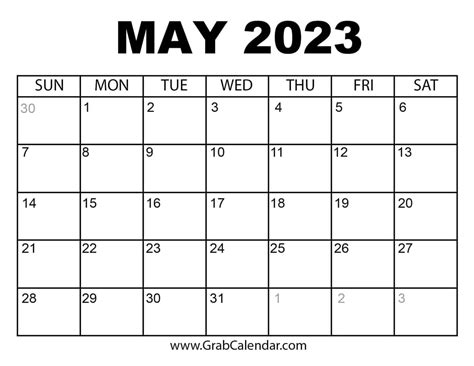 May Calendar 2023 Printable Uke Imagesee