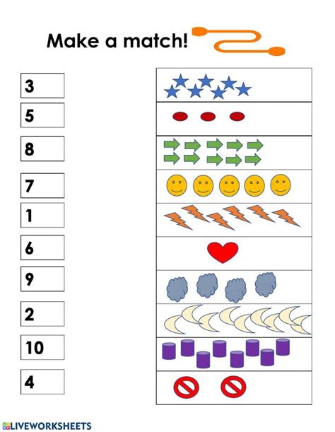 Number Matching Worksheet 1 10