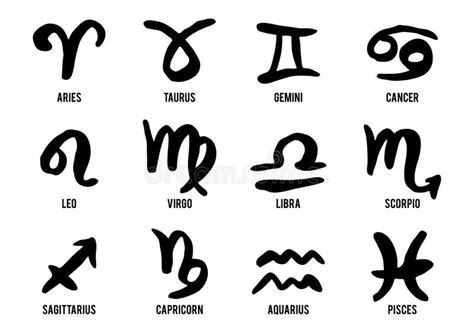 Set Of Hand Drawn Zodiac Signs Vector Illustration Stock Illustration