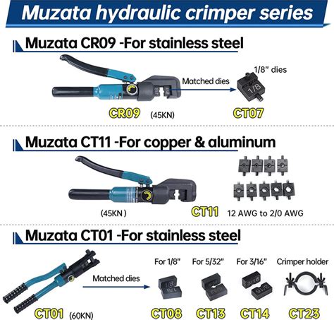 Muzata Heavy Duty Hydraulic Crimper Tool For Stainless Steel 60 Tons