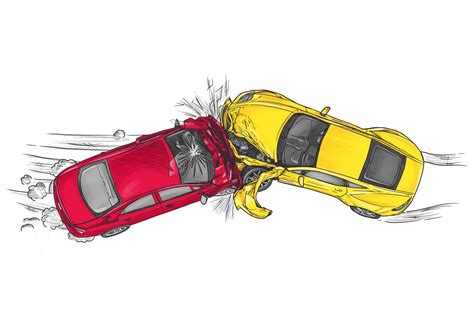 Two Cars Crash Crashing Into Each Others Front Hand Drawn Style
