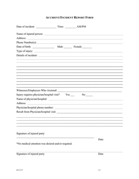Sample Incident Report Form In Word And Pdf Formats