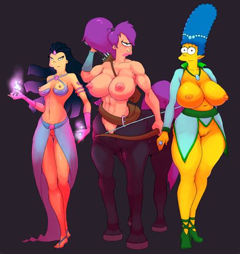 Rule 34 Abs Amy Wong Big Breasts Busty Centaur Crossover Futurama Marge Simpson Milf Partially
