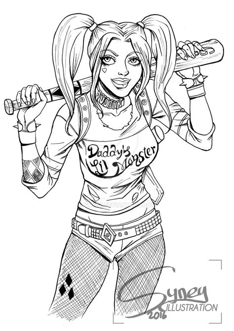 Harley Quinn Black And White By Syney On Deviantart