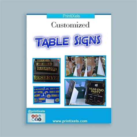 Table Signs Custom Tabletop Display Signages Printixels Philippines