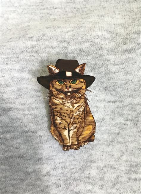 Cats In Hats Pin Cat Pin Cute Animal Pin Shrink Plastic Etsy Cat