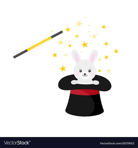 Magic Hat Rabbit Wand Magician Trick Surprise Design Element Art Svg