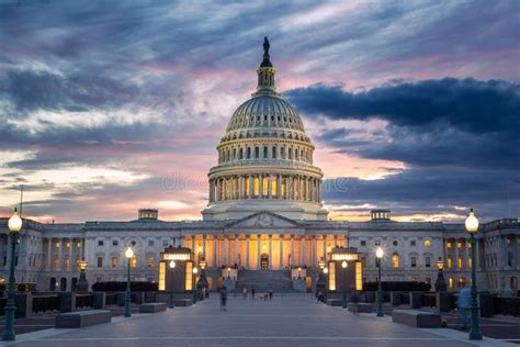 United States Capitol At Sunset Washington Dc Editorial Stock Photo