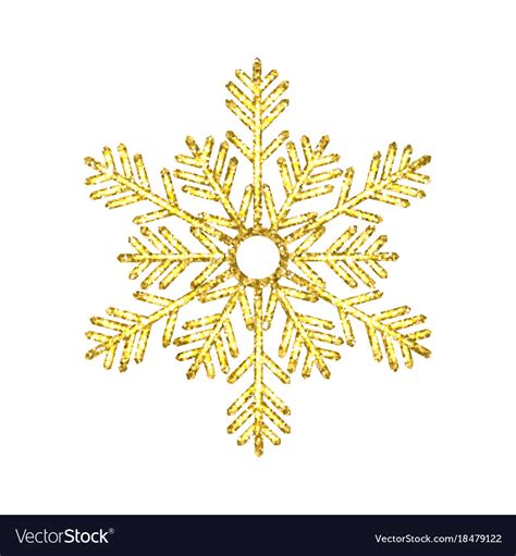 Golden Christmas Snowflake Isolated On White Vector Image