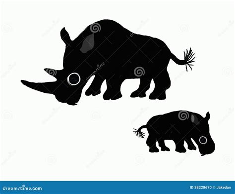 Black Rhinos Stock Illustration Illustration Of Wildlife 38228670