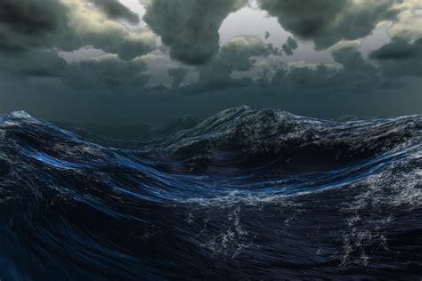 Ocean Storm Ocean At Night Seaside Art