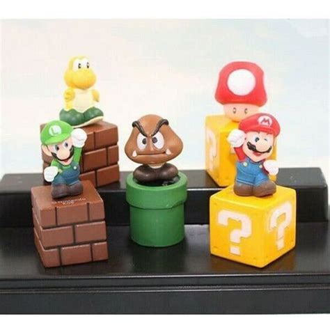Super Mario Bros Lot De 5 Figurines Poupée Mario Luigi Jouet Décor