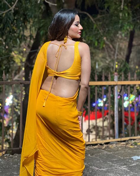 Monalisa In Yellow Saree With Backless Blouse Sets Temperature Soaring See Hot Photos