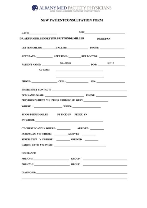 Fillable New Patient Consultation Form Printable Pdf Download