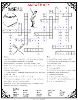 Baseball Comprehension Crossword By Bow Tie Guy And Wife Tpt