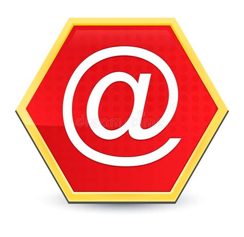 Email Address Page Icon Abstract Red Hexagon Button Bright Yellow Frame