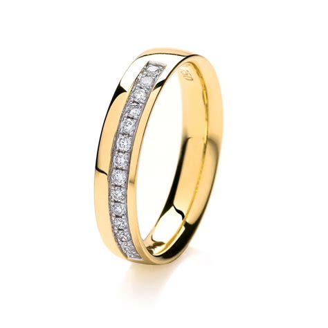 Ladies 2.5mm court wedding band, 18ct yellow gold in 2 sizes. Womens 18ct Gold 3mm grain set Diamond Wedding Ring ...