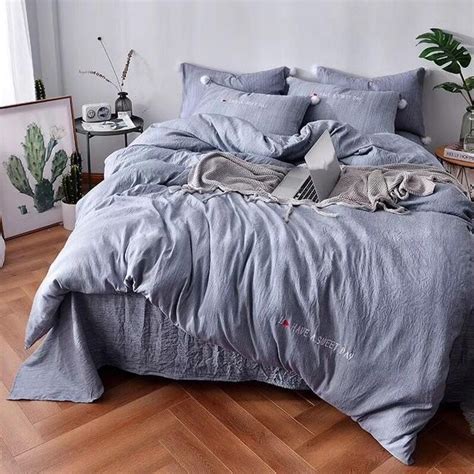 Soft Cotton Filled 4 Pc Solid Color Comfy Bedding Set 2 Colors 2 Sizes