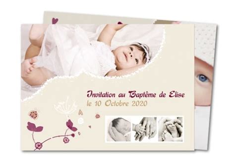 Cartes D Invitation Bapt Me Coccinelle Et Papillon Carte Invitation