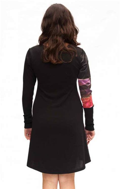 Volt Design Dress Oscar 303 Black Pink Long Sleeves